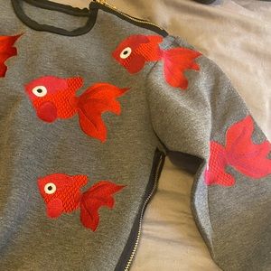 Funky embroidered goldfish sweatshirt